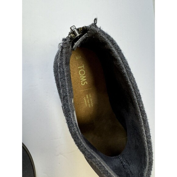 TOMS Women's Toms LACY Gray Suede Ankle Fashion Boots, Size 8,Zip Back - Picture 6 of 12